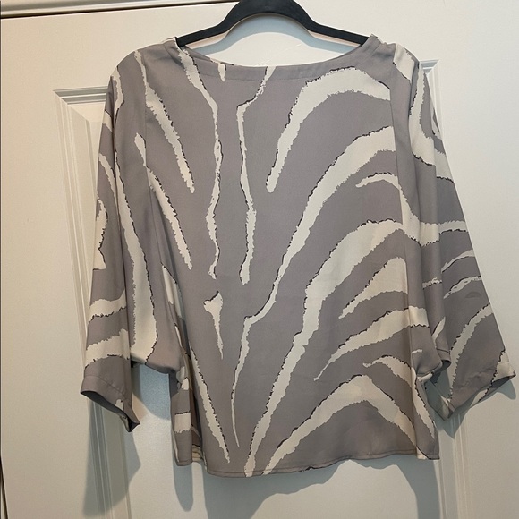 LOFT Gray and Cream Zebra Print Blouse - Picture 3 of 5